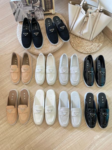 Yeni İtalyan Tasarımcı Kadın Ayakkabıları Yaz Lüks Düz Ayakkabılar Moda Erkek ve Kadın Marka Ayakkabıları Tembel Ayakkabı Balıkçı Ayakkabı Üçgen Desen Tasarımcı Günlük Ayakkabı P
