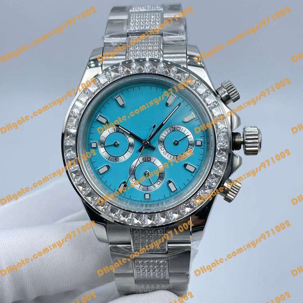 L'orologio da uomo più venduto 116520 lunetta con diamanti da 40 mm senza codice di temporizzazione ETA 2813 movimento meccanico automatico 116503 116508 orologio da uomo quadrante blu cielo orologi da donna