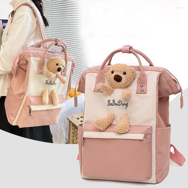 Bolsas escolares estilos de estilo preppy garotas desenho 3d uso designer saco de nylon à prova d'água mochila fofa mochila coreana mochilas rosa