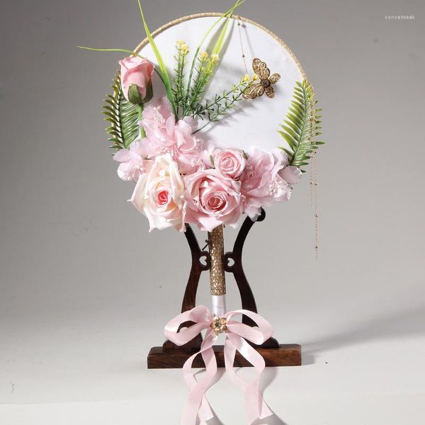 Figurine decorative Cinese sposa del matrimonio xiuhe ventilatori antichi che tiene fiori xi