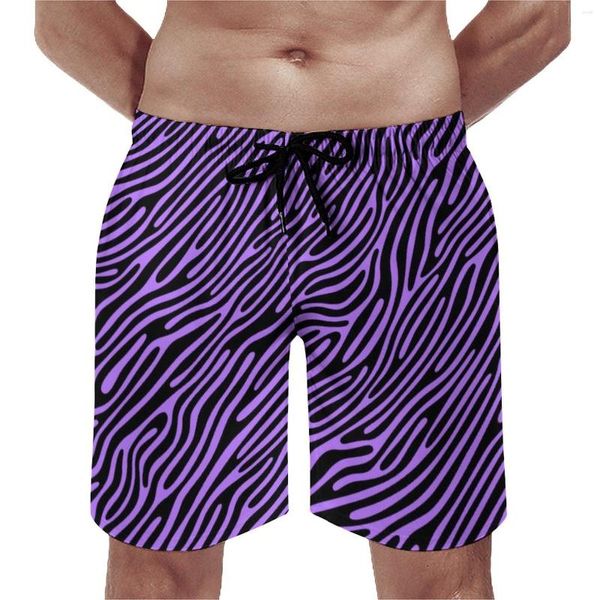 Shorts maschile lila zebra strip board stampa animale comodo per leisure di grande dimensione tronchi da nuoto uomini