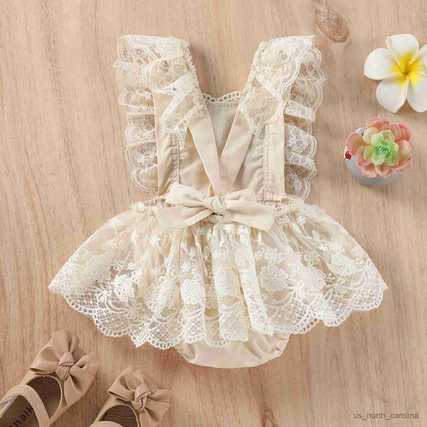 Abiti da ragazza Fashion Summer Niposo bambina Solido volant Fly Mascring da tuta abiti abiti abiti 0-24m R230815