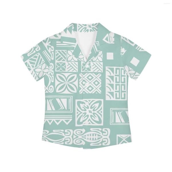 Herren lässige Hemden polynesischer Stammes Hawaiian Totem Tattoo Hawaii Drucke Kinder Mode Kurzärmelige Jungen für Kinderparty