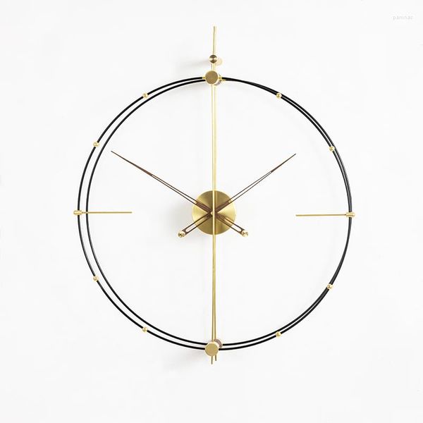 Relógios de parede de parede de luxo de luxo de cozinha metal de madeira criativa decoração de casa relógio de ouro Silent Relogio de Parede