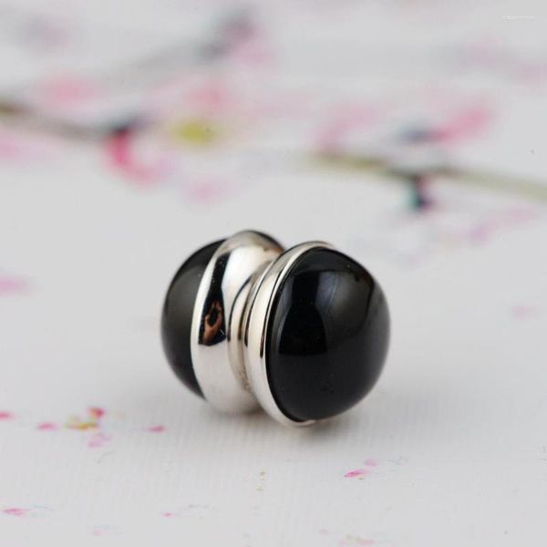 Brincos do garanhão CMAJOR S925 STERLING SLATER BLACK BLACK ONYX Brincho sem orelhas perfuradas