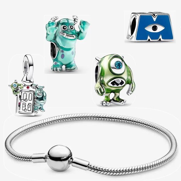 2023 New Designer Jewelry Charms Bracelets for Women Disne Bracelet Set Diy Fit Pandora monstros pulseira pulseira pingente verde moda popular presente