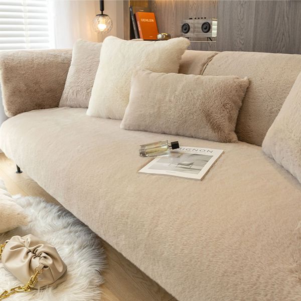 Plüschsofa Abdeckung Winterwärmerpeldefalle Kissen Handtuch Anti-Rutsch-Sofa-Stuhldecke für Wohnzimmer Dekor Decke Boden Teppich