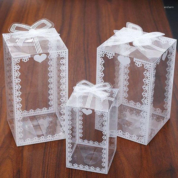 Geschenkverpackung 5/10pcs Lace Flower Box Klar PVC Packing Gefällt mir Geschenke Süßigkeiten Kuchenboxe für Band Babyparty Hochzeitsfeier Vorräte