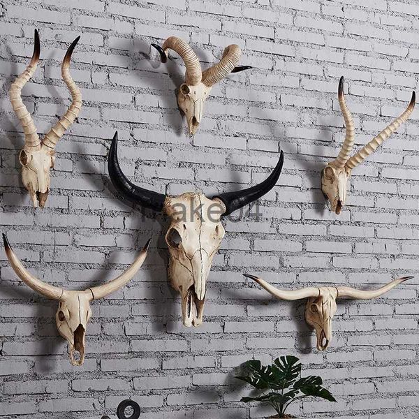 Itens de novidade simulação 3d animal bull vaca caveira caveira resina parede pendurada na parede halloween decoração de decoração de parede pendurado ornamento j230815