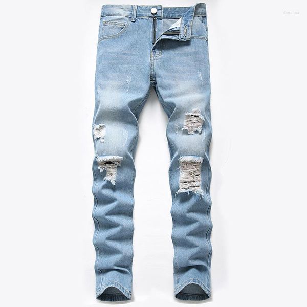 Herren Jeans Denim Designer-Loch Hochqualitätsgerissen für Männerhosen große Größe 28-42 Streetwear Straße Hosen