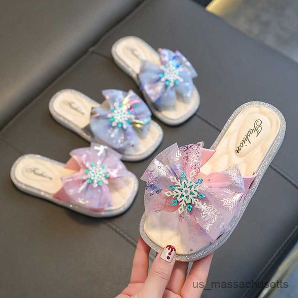 Slipper Prinzessin Girls Pantoffeln Sommer Schneeflocken Außenpantoffeln für Kinder Crystal Slip Beach Kinder Flip Flops R230815