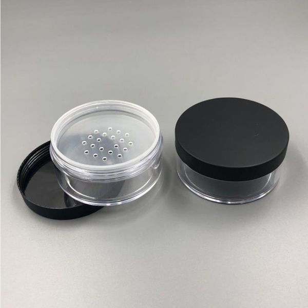 Clear 50g 50ml de plástico em pó de plugue de caixa de recipiente de maquiagem de maquiagem Cosmética Caixa de armazenamento em pó de face com tampas de peneira wowis
