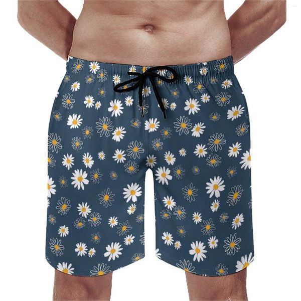 Shorts Shorts Summer Board White Daisy Stampa di abbigliamento sportivo Fiori Showy Design Beach Vintage Quick Dry Swim Trunks di grandi dimensioni