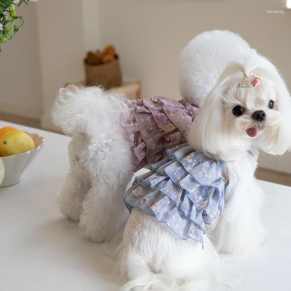 Vestido de cachorro verão chiffon bolo saia em camadas de gato gato de pelúcia roupas de moda de moda de cachorro colete de jaqueta de cachorro chihuahua