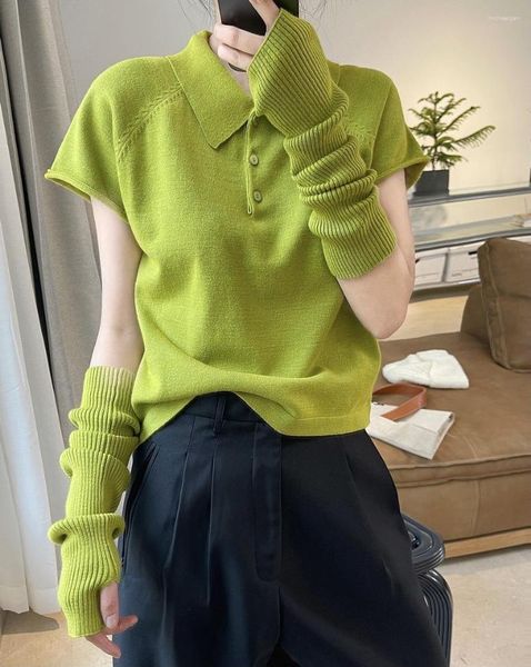 Maglioni femminili 2023 Spring in stile coreano College Lavano a manicotto corto maglione a maglia a maglia a maglia femmina casual femmina