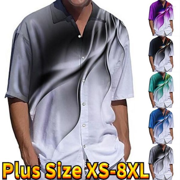 Herren Casual Shirts Classic Button Down Shirt hochwertige Mode schlanker Fit Kurzarm Blendend fließend Druck XS-8xl