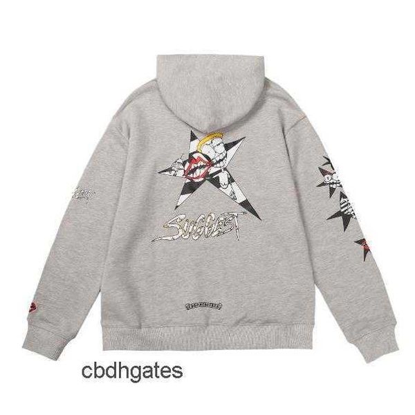 Kapüşonlu kazak hoodie chromezhearts 2023 tasarımcı ch corolla kalp kazak ceket unisex kapüşonlu kırmızı dudak grafiti sokak kapşonlu üst