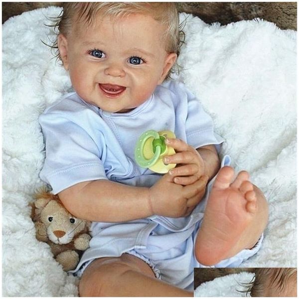 Bambole 3d pelle con vena vascar 55 cm sile baby reborn boy bambole giocattolo per ragazza sorridente arte del bambino gioco regalo di compleanno boneca 2203 dhmid