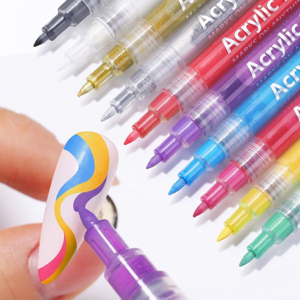 Nagelkunstpoliziere Graffiti Stift UV Gel Design Malerei Marker DIY Blume Abstrakte Linien Skizze professionelle Maniküre Doting Zeichnungswerkzeuge E205