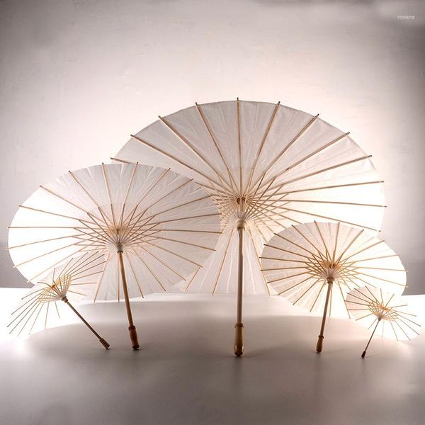 Estatuetas decorativas Vintage Chinese Paper guarda -chuvas para decoração de casamento Mini Parasol Dance Props Diy Blank Painting Crafts Japonês