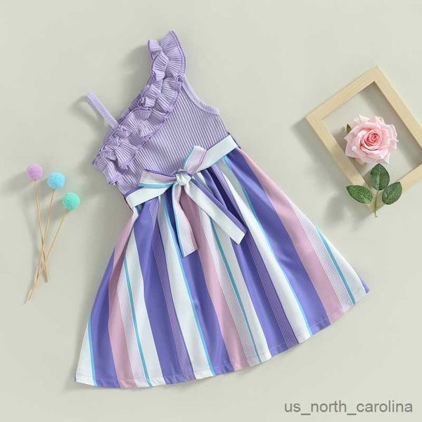 Vestidos de menina Princess Girls Summer Party Festa Sleenseless Dressos Baby Kids Stripe Girl Wedding Birthday Children Rouse para 4-7y R230815