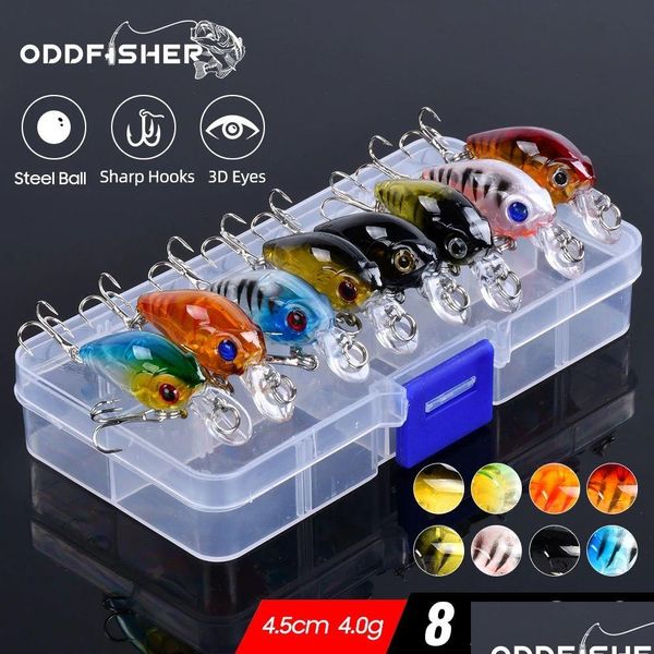 Iscas de iscas 8pcs/conjunto 4cm 3.7g mini wobblers crankbait pescing lure isca artificial isca dura entrega de gotas flutuantes esportes outdo dhkvp