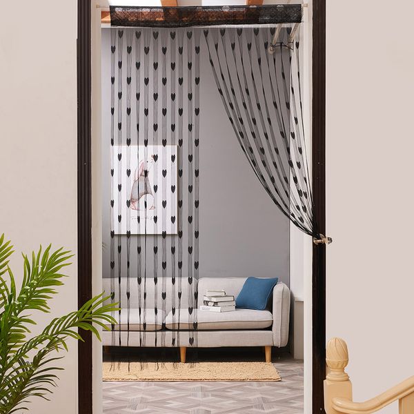 Cortina 50x200cm Love Heart String Window Door Divider Sheer Valance Home Sala de estar 230815