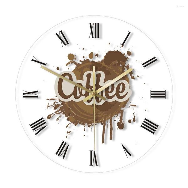 Wanduhren Zeit für Kaffee moderne LED Illuminierte Acryl Uhr Café House Decor Schild mit Vintage Römischen Ziffern bemalt