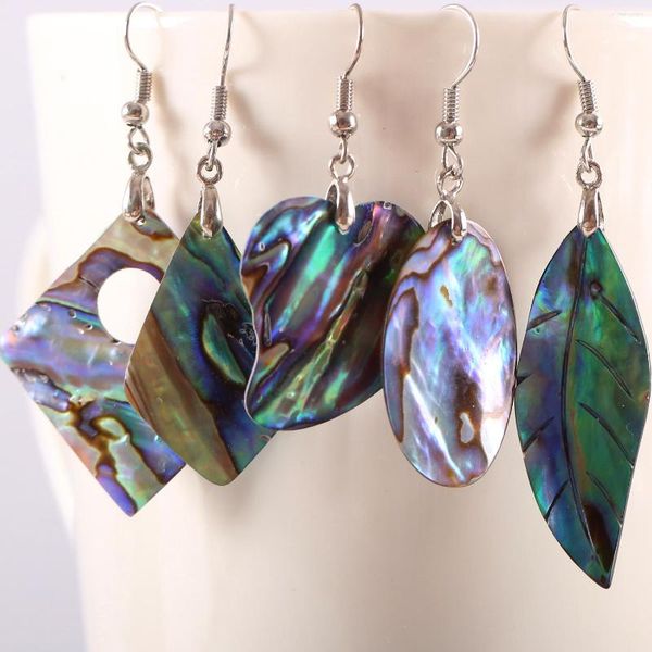 Dangle Ohrringe Perlen handgefertigter Schmuck für Frauen natürlicher brauner blauer Zealand Abalone Shell 1Pair