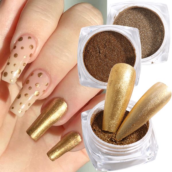 Nagel Glitzer Metallic GolD Nails Pulver Shiny CHROMING MISCH MAGIGSTAUT Pigment Jahr Champagner Pink Maniküre Dekorationen #xp01 230814