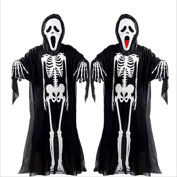 Ocasiões Especiais Halloween Adultos Crianças Cinvents de Esqueleto de Esqueleto de Esqueleto de Máscaras Trajes de Cosplay Scary Cosplay Para Carnival Roupas de Festas Desgaste 230814