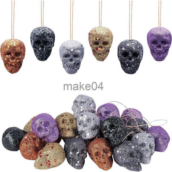 Neuheit Gegenstände 30 PCs Halloween Bunt Mini Hanging Skull Headshallowen Schaumhänge Skelett -Kopfdekoration für Halloween -Party J230815