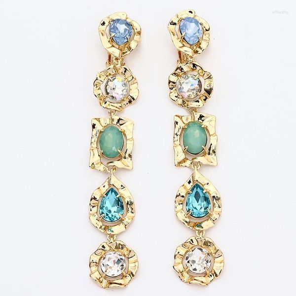 Orecchini schienali gemma europea e americana GEM Long Ear Drop clip femmina