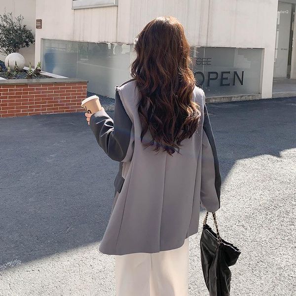 Casacos de trincheira feminina contraste pequeno blazer para feminino primavera e outono 2023 Profissional Lindo elegante versão coreana casual solto casual