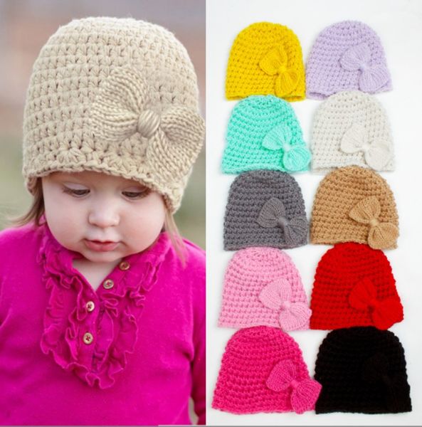 12 pezzi/lotto inverno warm wow broba cappello a maglia a maglia simpatica ragazza neonati ragazze bonnet cofano per bambini accessori per capelli turbanti in blocco