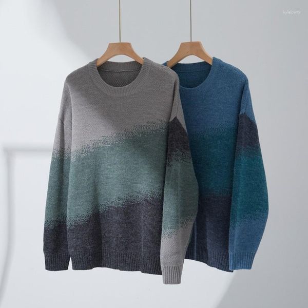 Erkek Sweaters 2023 Örme Lüks Lüks Drulvers Sweater Erkekler Sıradan Baskılı Vintage Gevşek O Boyun Düz Renk Uzun Kollu Ceket Sokak Giyim