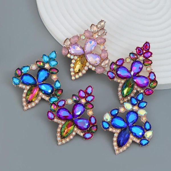 Dangle Ohrringe 5Kolors glänzender Strasswassertropfen für Frauen Juwelierparty Show Girls 'Collection' Accessoires