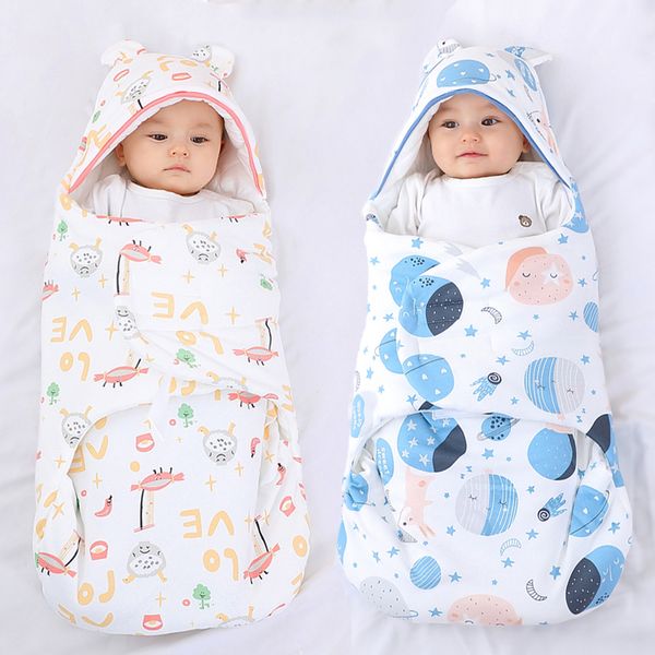 Cobertores de bebê recém-nascidos de inverno Cartoon Baby Sacos de dormir envelope para saco de sono recém-nascido Cocoa grosso para o bebê de 0 a 6 meses