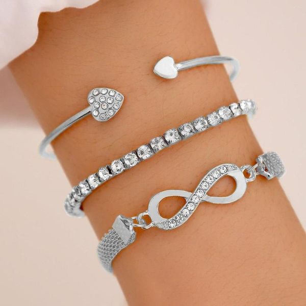 Charm Bilezikler Rhinestone Infinity Infinity Erkek Kadın Mücevherleri 8 Numaralı Kolye Kalp Çifti Sevgili Arkadaş Kadın Hediyeleri