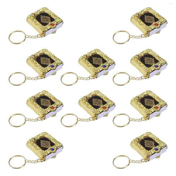 Schlüsselanhänger 10pcs Buch Keychain Miniaturschlüsselring Heiliges Bibel Anhänger Vintage Koran Figur in Muslim -Taschen Ornament für Männer ()