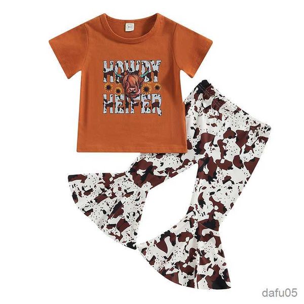 Set di abbigliamento per bambini per bambini che set di vestiti per la lettera delle vanne stampare magliette a maniche corte e pantaloni bagliori 2 pezzi SADE R230815