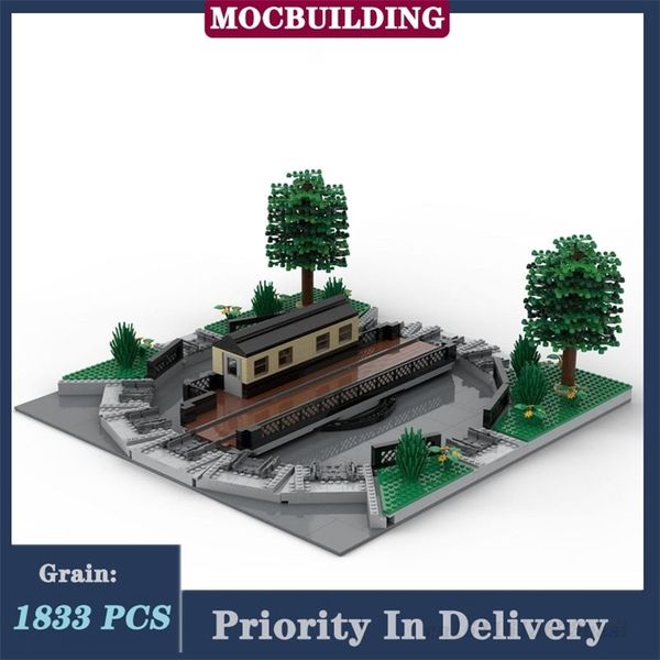 Blocchi MOC City Train Mobile Mobile Rotating Bridge Model Building Building Building Locomotive Turnable Collection Series Toy 230814