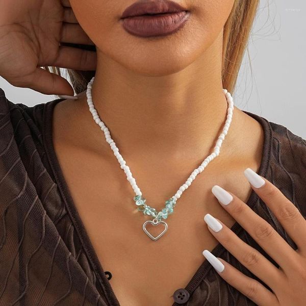 Anhänger Halsketten Reisperlen hohle mehrfarbige Damen Halskette handgefertigte Perlenkristallstein Großhandel