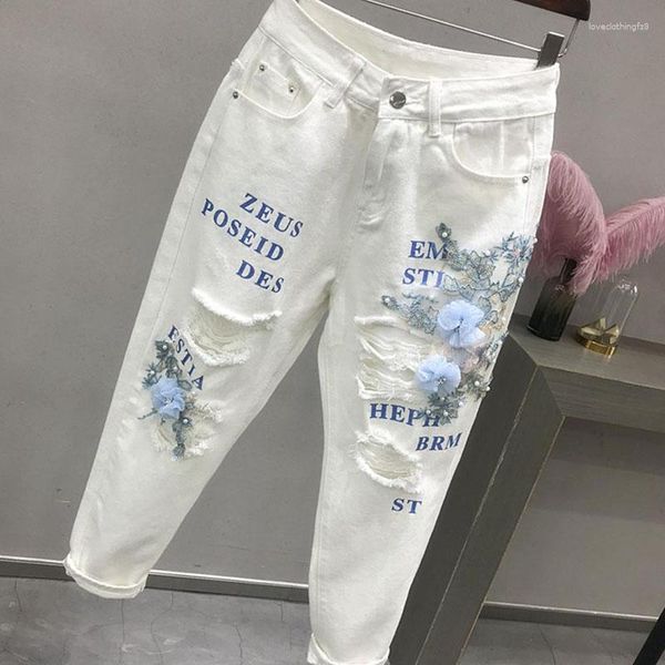 Женские джинсы летняя модная дыра Harlan Женская тяжелая индустрия.