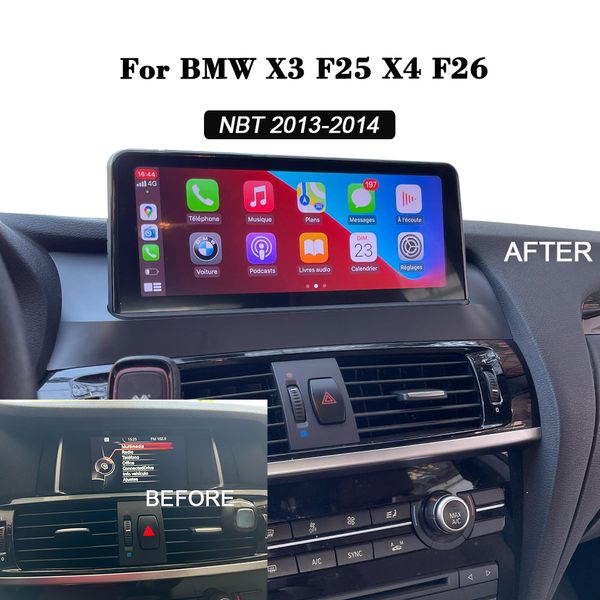 Головное устройство Android13 10,25 дюйма GPS для BMW X3 F25 X4 F26 NBT 2013-2016, обновленная мультимедийная навигационная система, сенсорный экран, Apple CarPlay, Android Auto, мультимедийный автомобильный DVD