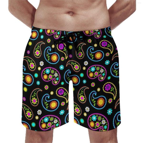 Shorts masculinos Paisley Print Board Calças de praia coloridas floral plus size confortável