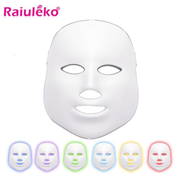 Gesichtsmassage 7 Farben LED -Maske LED PON Therapie Gesichtsmaske Maschine Licht Aufhellung Hautpflege Anti -Akne -Entfernungsmaske Schönheit LED -Maske 230814