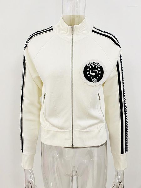 Damenjacken High Street EST 2023 Designer Fashion atemberaubender Perlenbett Bomber Baseballjacke