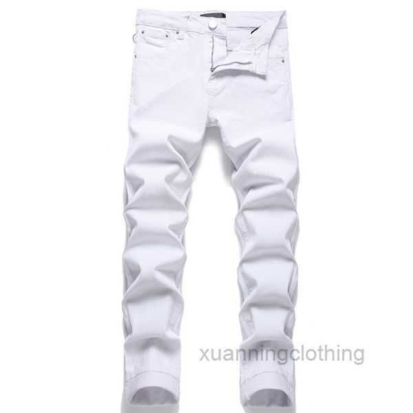 Джинсовые джинсы дизайнерские джинсы для брюк мужчина белый черный рок -рок байкерские брюки брюки с разбитой вышивкой