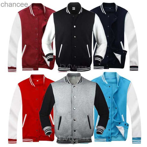 Homens de manga branca uniforme de faculdade homens homens do time do colégio Jaqueta de beisebol Letterman Coat Girl Boy Maroon Maroon Red Navy Blue HKD230815